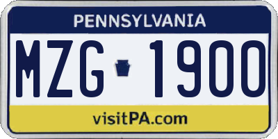 PA license plate MZG1900