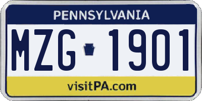 PA license plate MZG1901