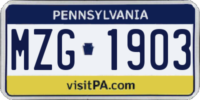 PA license plate MZG1903