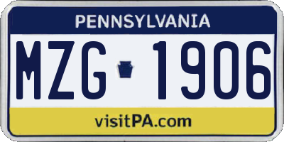 PA license plate MZG1906