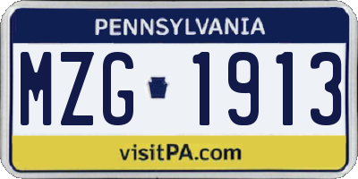 PA license plate MZG1913