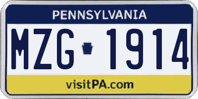 PA license plate MZG1914