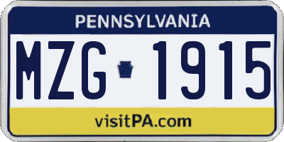PA license plate MZG1915