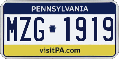 PA license plate MZG1919