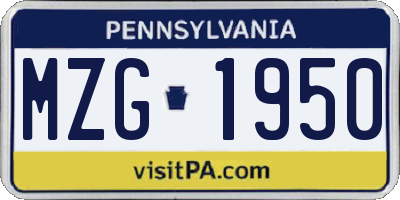 PA license plate MZG1950