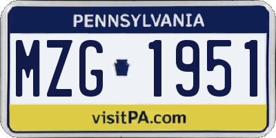 PA license plate MZG1951