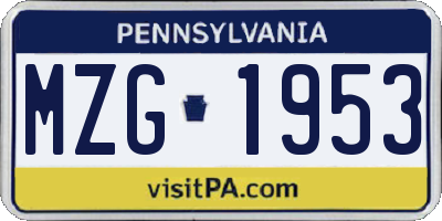 PA license plate MZG1953