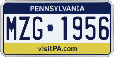 PA license plate MZG1956