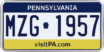 PA license plate MZG1957