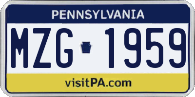 PA license plate MZG1959