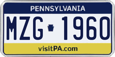 PA license plate MZG1960