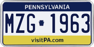 PA license plate MZG1963