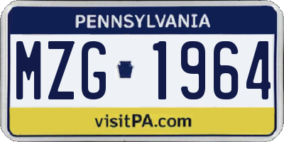 PA license plate MZG1964