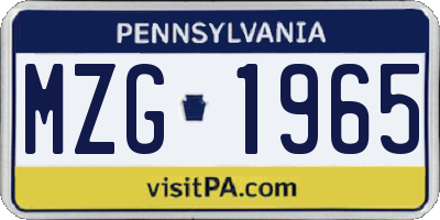 PA license plate MZG1965