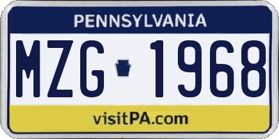PA license plate MZG1968
