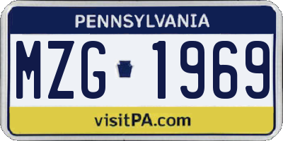 PA license plate MZG1969