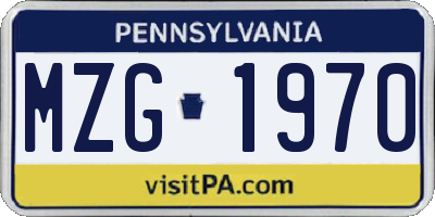 PA license plate MZG1970