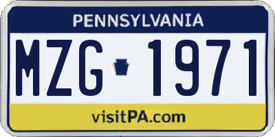 PA license plate MZG1971