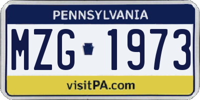 PA license plate MZG1973