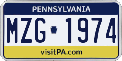 PA license plate MZG1974