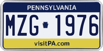 PA license plate MZG1976
