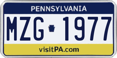 PA license plate MZG1977