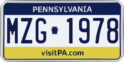 PA license plate MZG1978