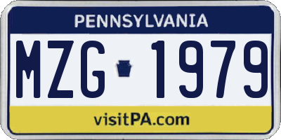PA license plate MZG1979