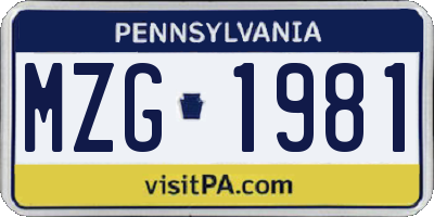 PA license plate MZG1981