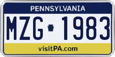 PA license plate MZG1983