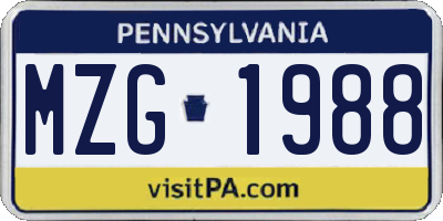 PA license plate MZG1988