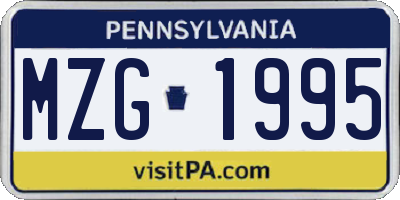 PA license plate MZG1995