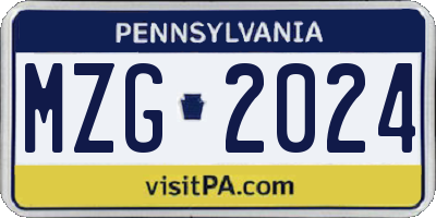 PA license plate MZG2024