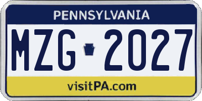 PA license plate MZG2027