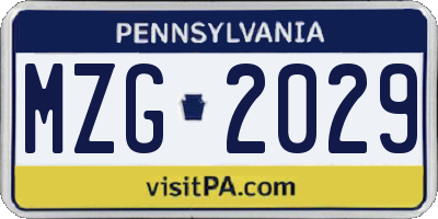 PA license plate MZG2029