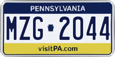 PA license plate MZG2044