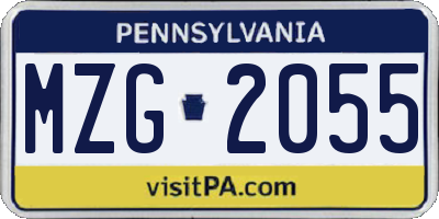 PA license plate MZG2055