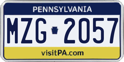 PA license plate MZG2057