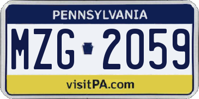 PA license plate MZG2059