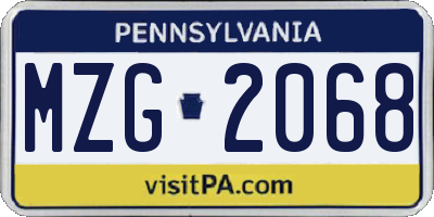 PA license plate MZG2068