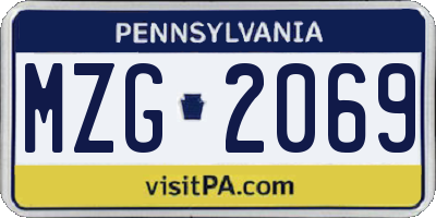 PA license plate MZG2069