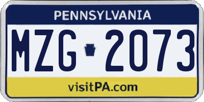 PA license plate MZG2073