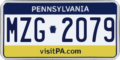 PA license plate MZG2079