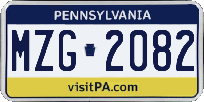 PA license plate MZG2082