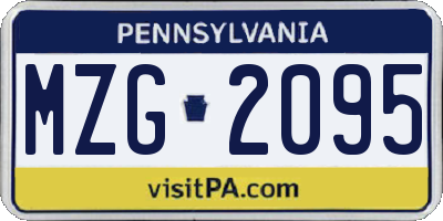 PA license plate MZG2095