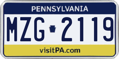 PA license plate MZG2119