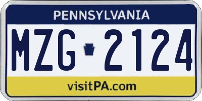 PA license plate MZG2124