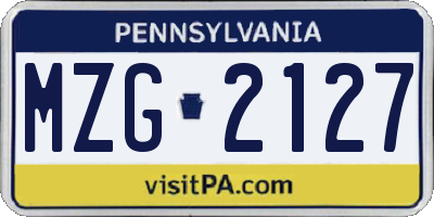 PA license plate MZG2127