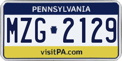 PA license plate MZG2129