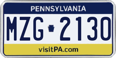 PA license plate MZG2130